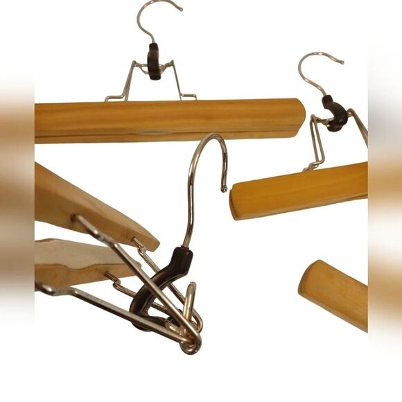Wood Pant Hangers Set of 4 Pant Hangers 2 sizes - Picture 3 of 11